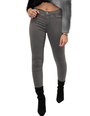 Jeans slim gris avec poches arrière - 1