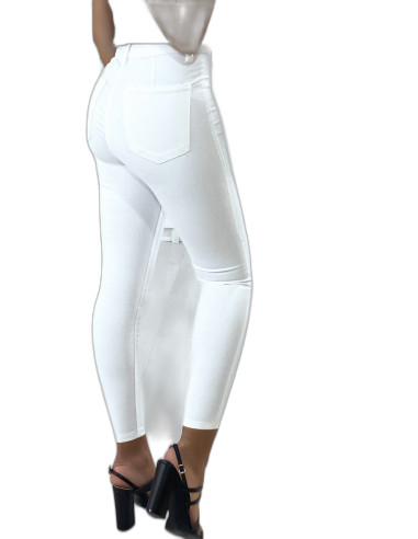 Jeans slim en blanc avec poches à l'arrière - 6