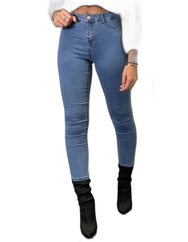 Jeans slim bleu avec poches arrière - 1